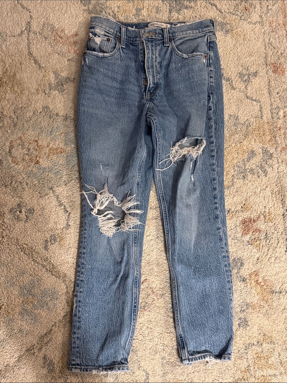 Abercrombie & Fitch Distressed High Rise Mom Jean